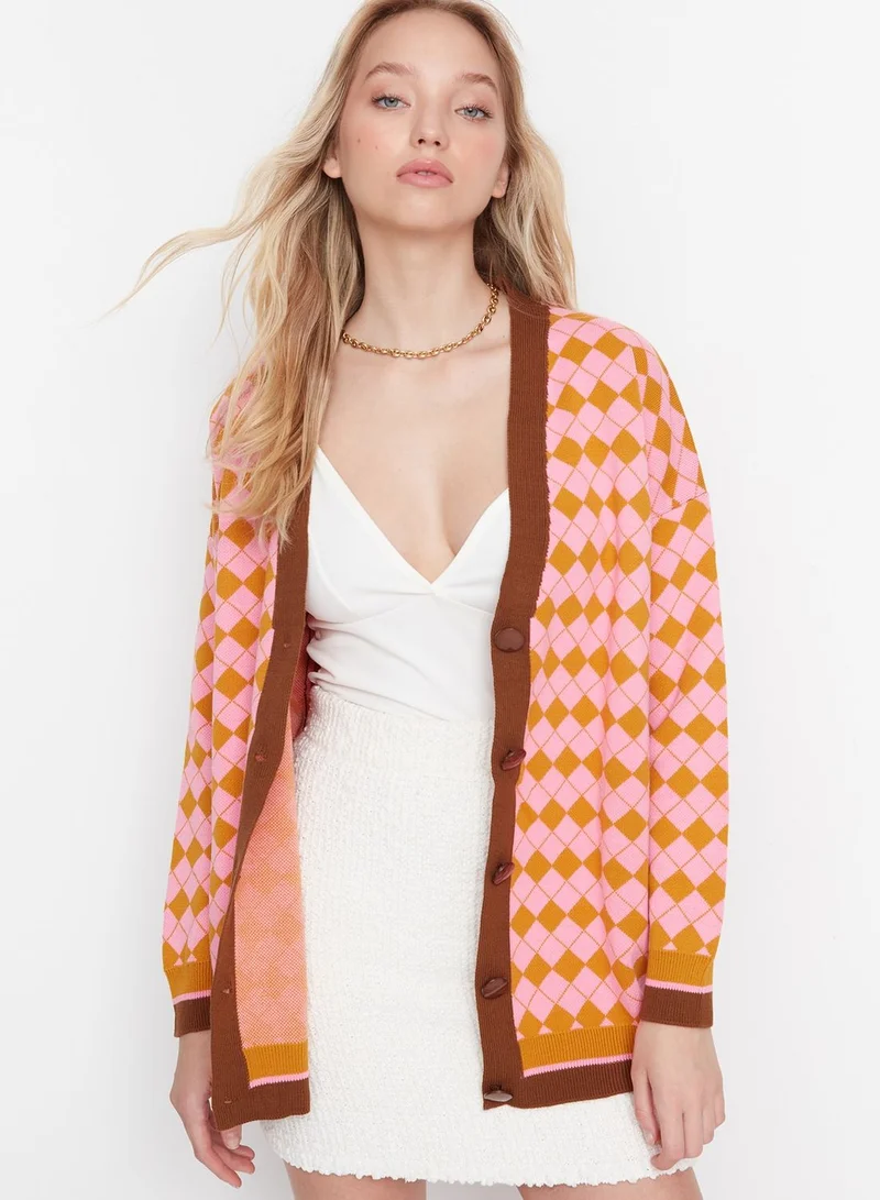 trendyol Oversized Printed Cardigan