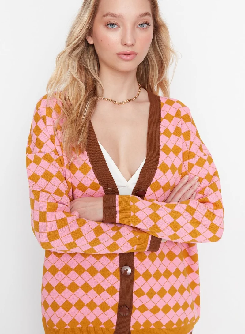 trendyol Oversized Printed Cardigan