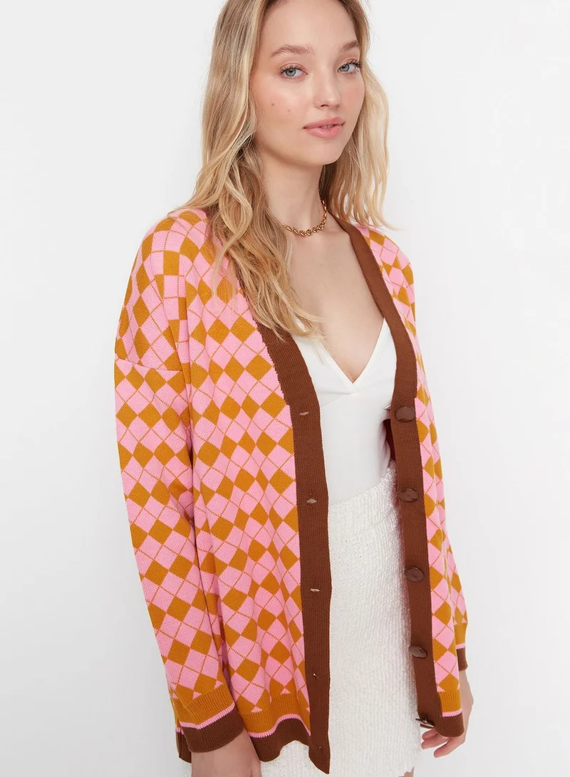 trendyol Oversized Printed Cardigan