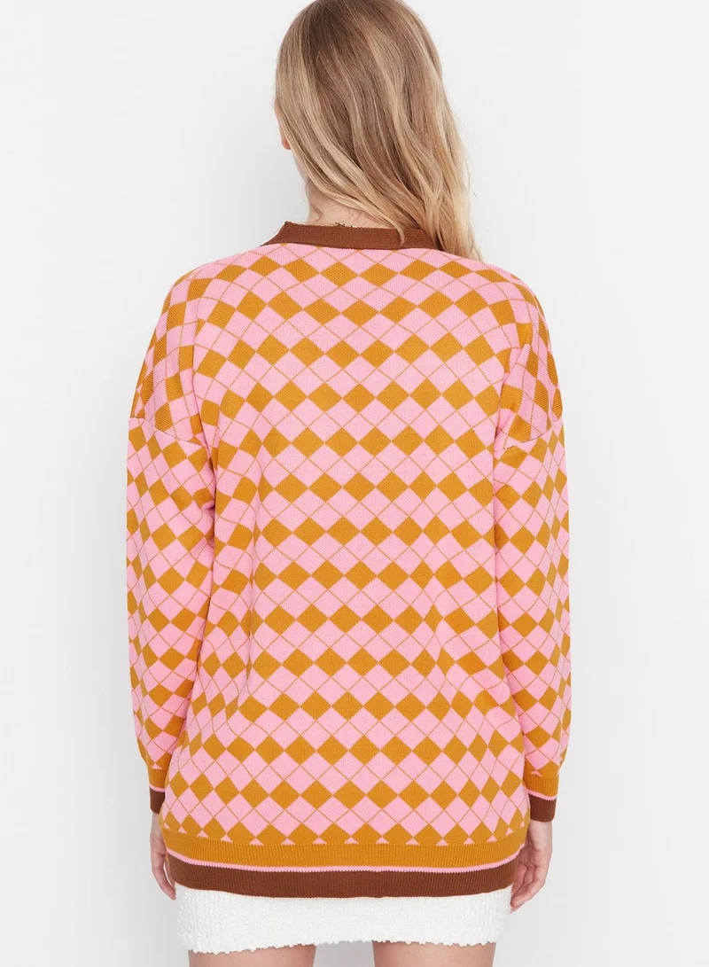trendyol Oversized Printed Cardigan