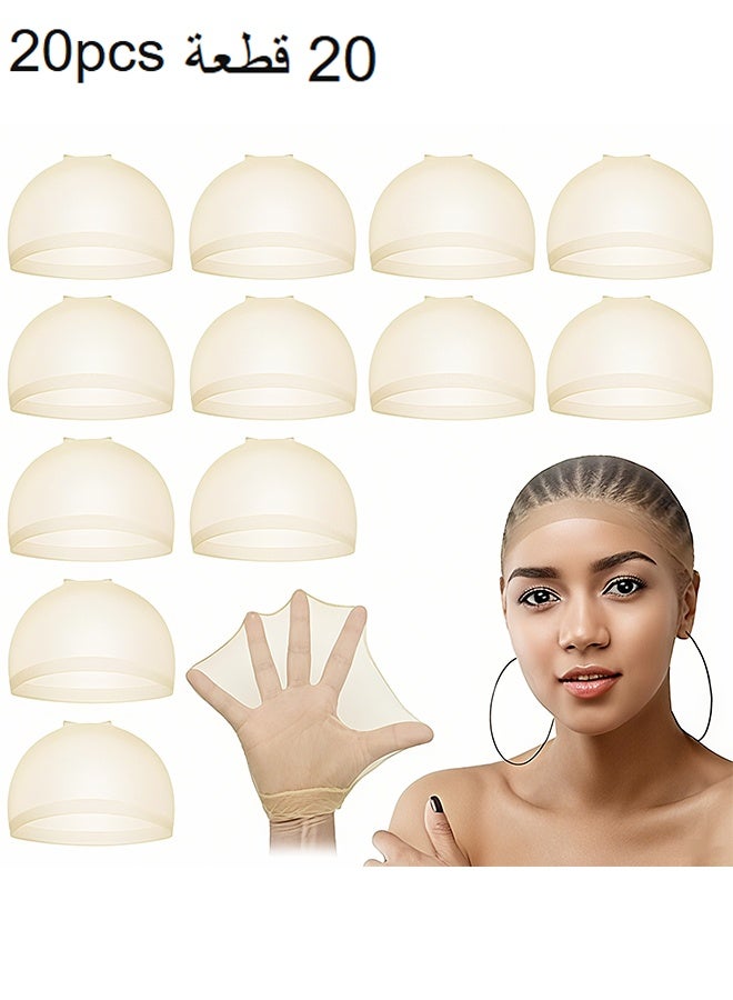 Happy D HD Wig Cap for Women, Transparent Cap for Lace Front Wig, Beige, 20 Pieces - Image 1