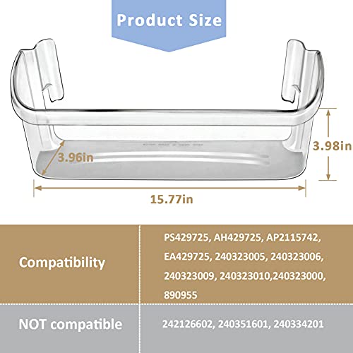 Monkemon 240323002 Refrigerator Door Bin Shelf Compatible with Frigidaire or Electrolux, Bottom 2 Shelves on Refrigerator Side, Clear, Double Unit, Replaces PS429725, AP2115742 - Image 2
