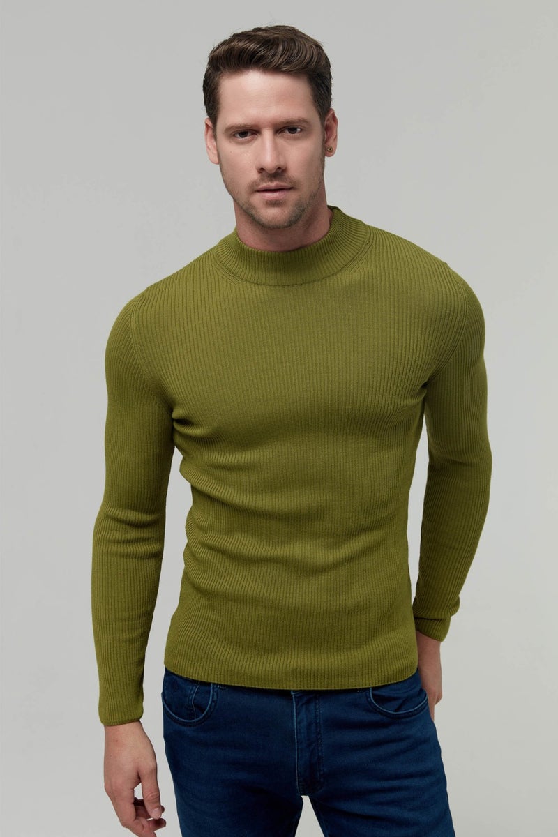 twn Slim Fit Green Rib Knitted Sweater 9EC060631770M  - Image 1