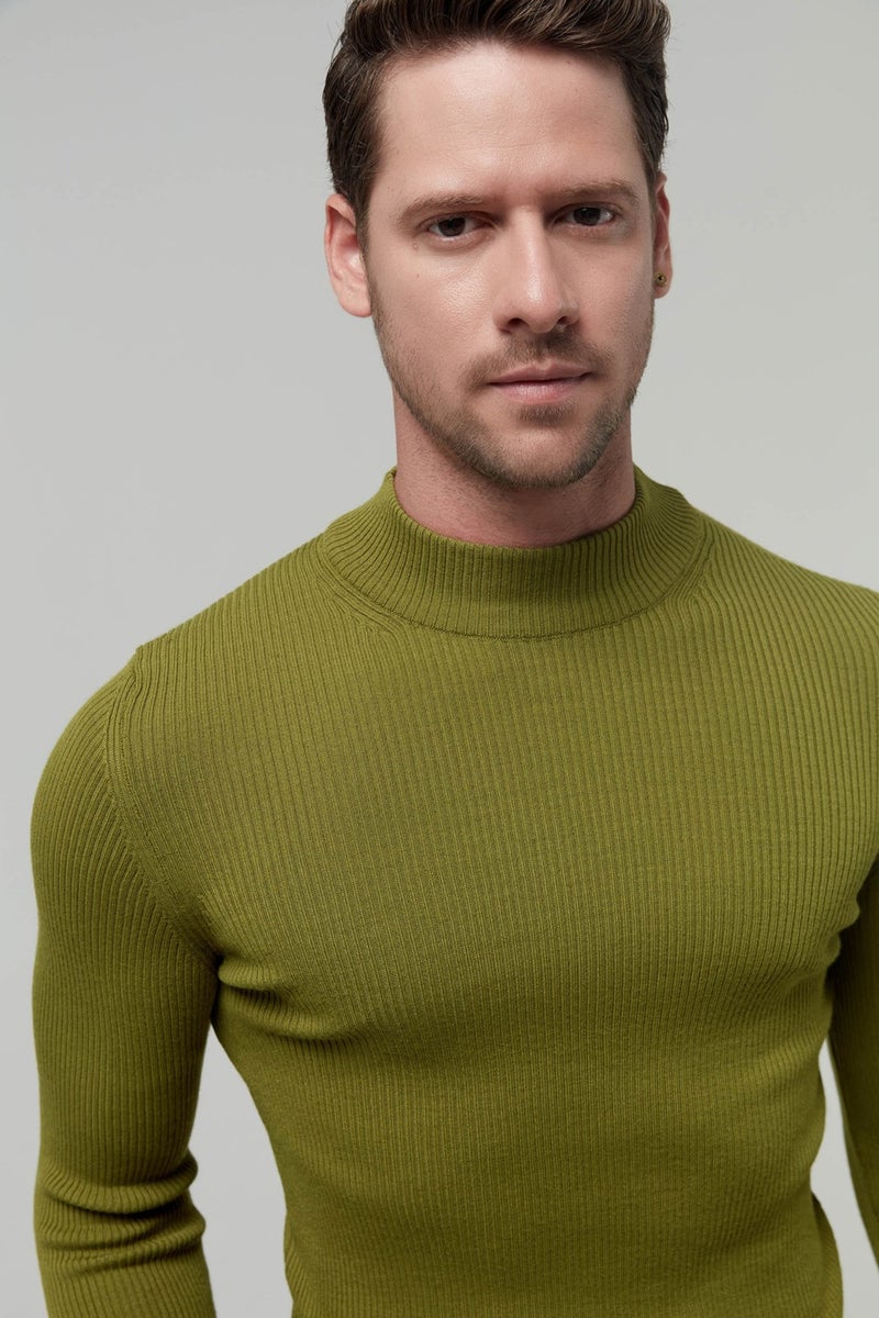 twn Slim Fit Green Rib Knitted Sweater 9EC060631770M  - Image 2
