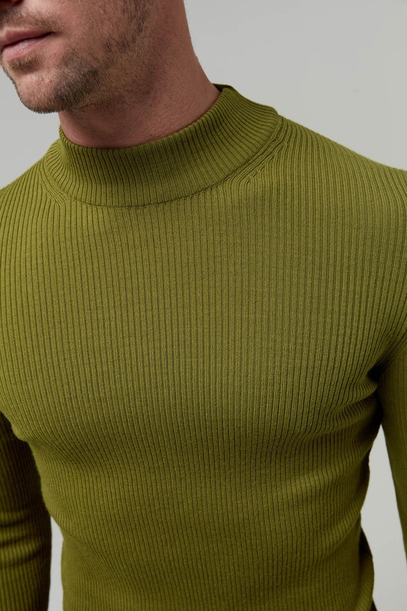 twn Slim Fit Green Rib Knitted Sweater 9EC060631770M  - Image 3