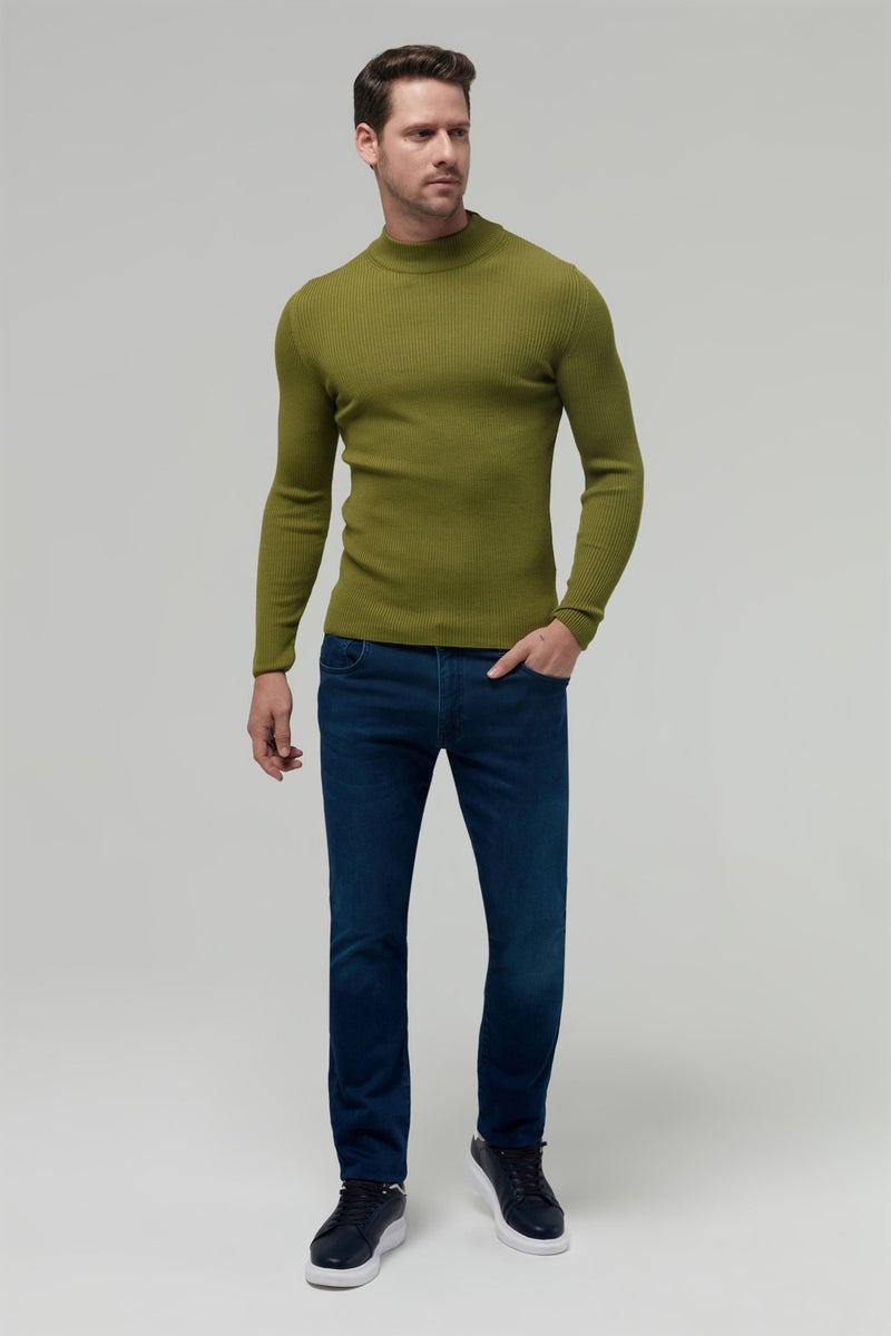 twn Slim Fit Green Rib Knitted Sweater 9EC060631770M  - Image 5
