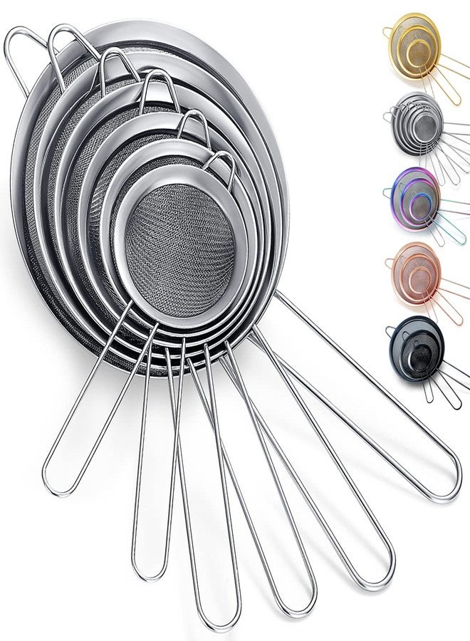 Kyraton Fine Mesh Strainer 6 Pieces Set, Flour Sifter For Baking, Stainless Steel Clander, Matcha Tea Strainer, Gravy Separator, Stasher Sieve Pasta Strainers - Image 1