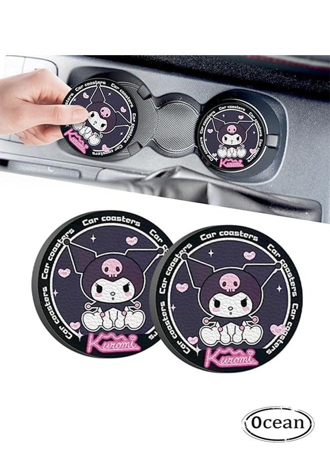 Ocean 2PCS Cute Cartoon Car Cup Holders Coaster, Anime Universal Non-Slip Cup Holders Embedded in Ornaments Coaster, Car Decor Accessories  - Image 1