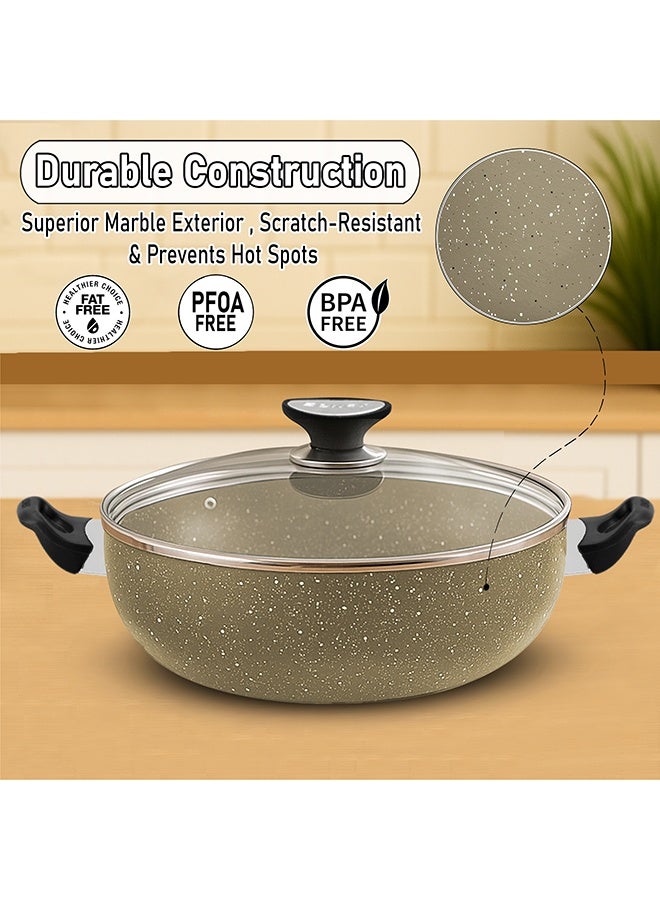 SONEX Victoria Non Stick Granite Cookware Gift Set – 17 Pcs, Marble Finish, Frying Pan, Casseroles, Tawa, Utensils, PFOA Free,Dishwasher Safe - Image 3