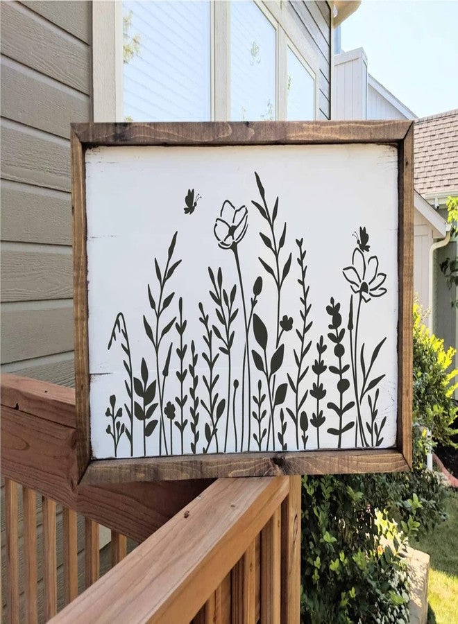 JAJADO Self Adhesive Silk Screen Stencil Wildflower Stencil Floral Stencils Plant Spring Screen Print Transfers Vine Garden Botanical Mesh Stencils for Painting on Wood, Fabric, Wall, Art Project - Image 2