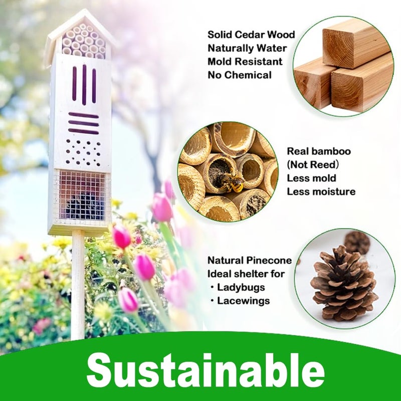 GardeningProducts4Less Wooden Insect House Insect Hotel for Bugs Bees Butterflys Ladybirds Natural Beneficial Insect Habitat for Garden and Yard - Image 3