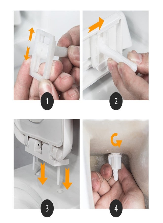 BQLZR 1.5x1.5x2.91inch(LxWxH) Square Plastic White Toilet Seat Hinge Bolts Nuts Bottom Screws Toilet Seat Screws Replacement Set of 4 - Image 2