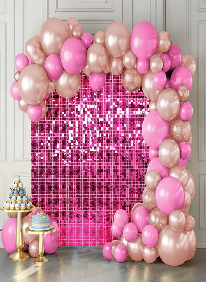 Kate Shimmer Wall Backdrop Hot Pink Wall Panels 12Pcs Square Sequin Shimmer Wall Backdrop Decoration for Birthday Party,Wedding, Anniversary - Image 1