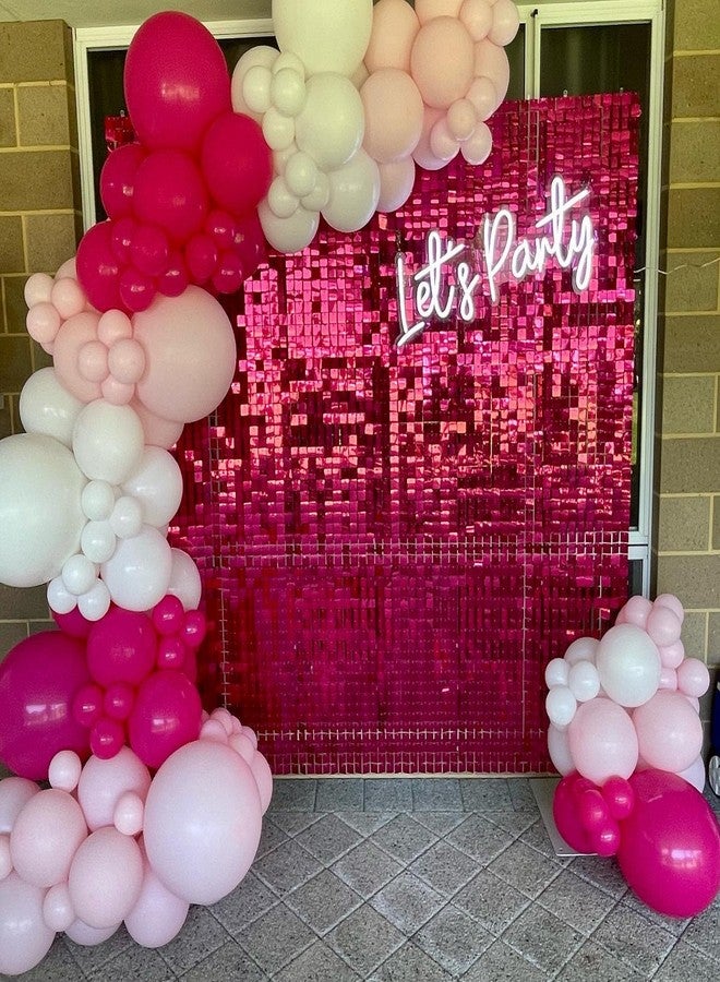 Kate Shimmer Wall Backdrop Hot Pink Wall Panels 12Pcs Square Sequin Shimmer Wall Backdrop Decoration for Birthday Party,Wedding, Anniversary - Image 2