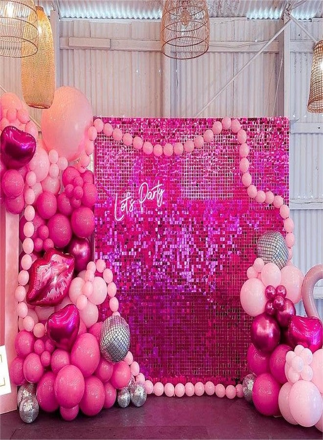 Kate Shimmer Wall Backdrop Hot Pink Wall Panels 12Pcs Square Sequin Shimmer Wall Backdrop Decoration for Birthday Party,Wedding, Anniversary - Image 3