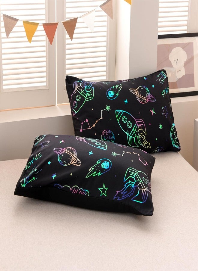 Aimuan Space Bedding Twin Bed Comforter Kids Rocket Bedding Set Super Soft & Cute Aliens UFO Printed for Boys Girls Teen (Black, Twin) - Image 4