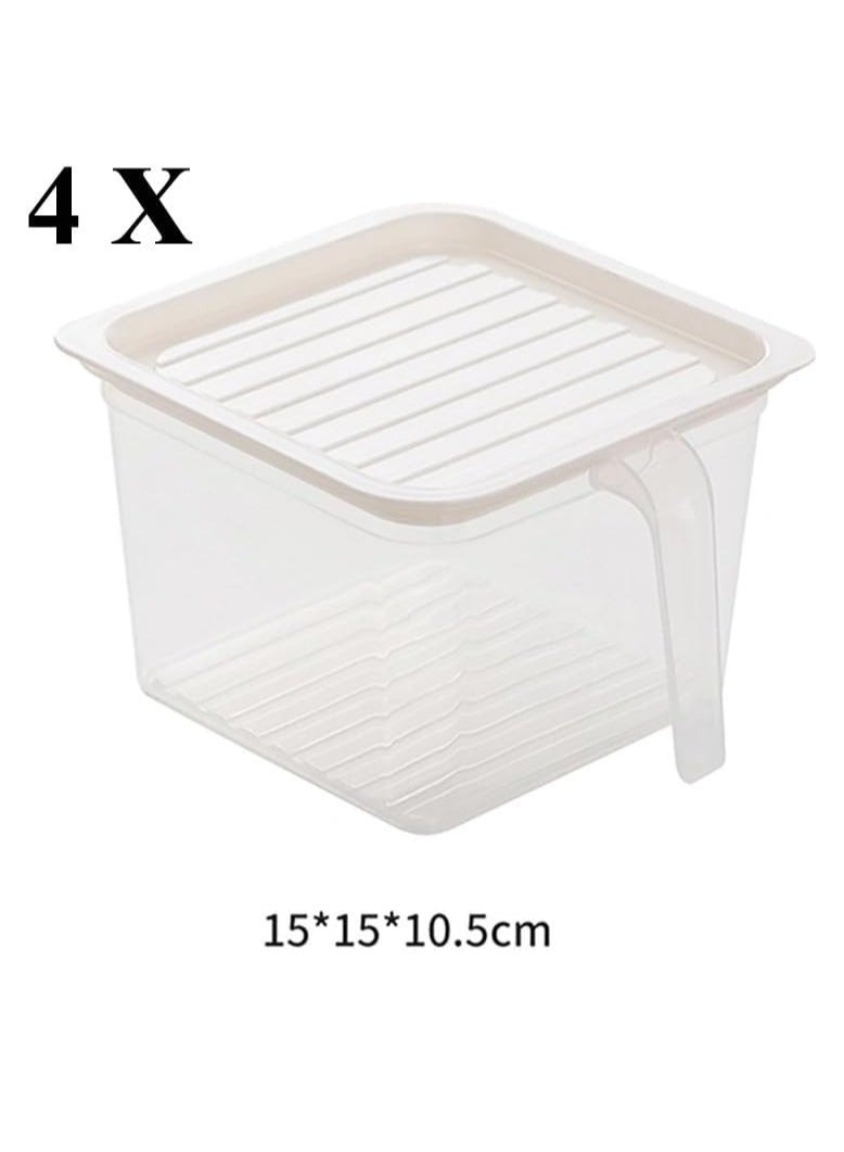 Premify 4 Packs Small Storage Box with Lid Plastic Stackable Storage Boxes Refrigerator Kitchen Organizer Keeper, Food Storage Container Bins  - Image 2