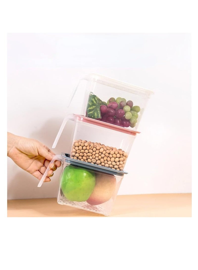 Premify 4 Packs Small Storage Box with Lid Plastic Stackable Storage Boxes Refrigerator Kitchen Organizer Keeper, Food Storage Container Bins  - Image 5