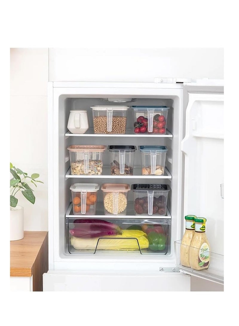 Premify 4 Packs Small Storage Box with Lid Plastic Stackable Storage Boxes Refrigerator Kitchen Organizer Keeper, Food Storage Container Bins  - Image 3