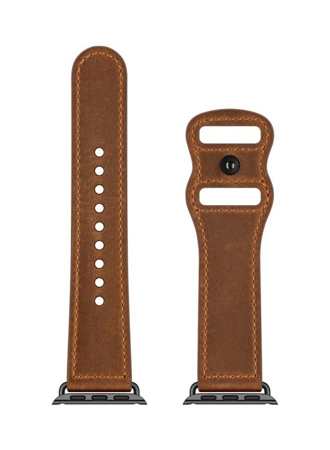 NIBEMINENT Ethnic Replacement Watchband for Apple Watch Series 1/2/3/4/5/6/7/SE 38/40/41mm Red Brown Crazy Horse - Image 4