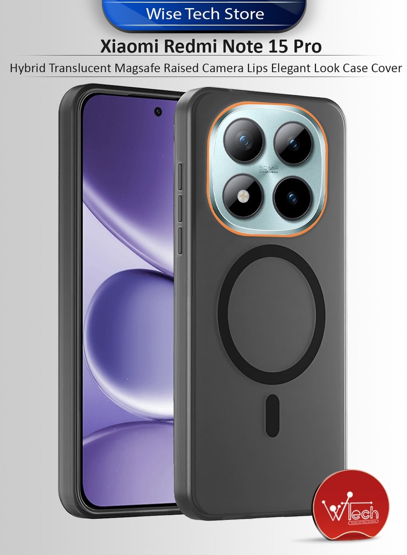 دبليو تيك غطاء حافظة شاومي ريدمي نوت 15 برو 5G 2025 شفاف هجيني مع ماجسيف وشحن مغناطيسي وحواف مرتفعة للكاميرا، تصميم أنيق (MCMPMN) - أسود - Image 1