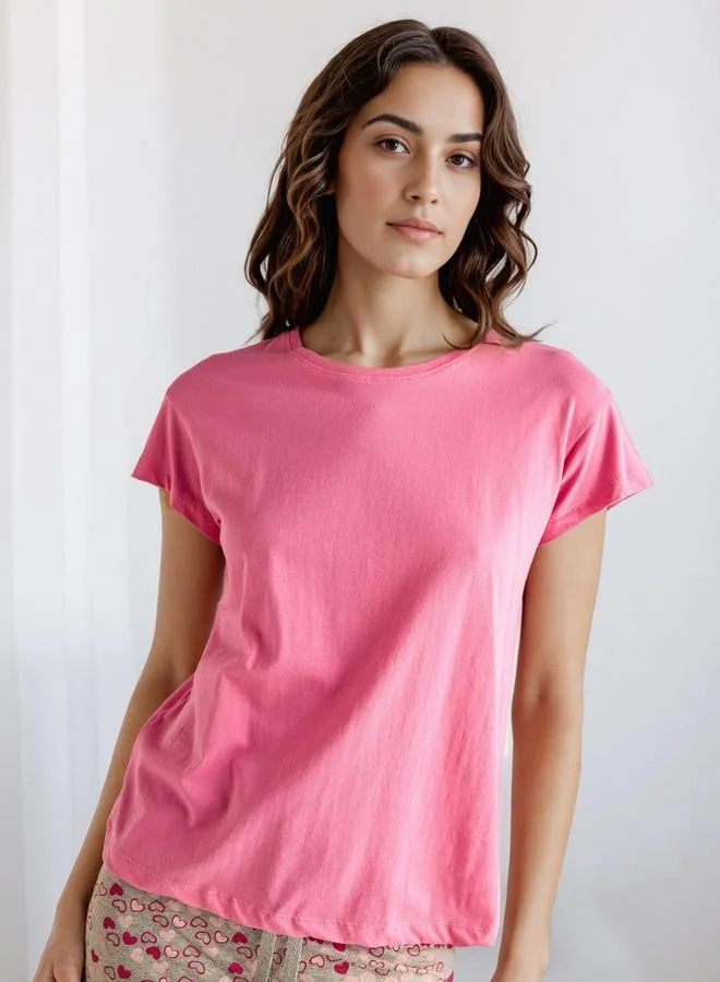 سبلاش فيڤ طقم بيجامة بطبعة وياقة دائرية