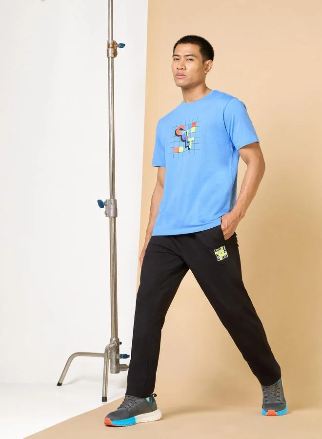 Cult Men Blue Graphic Print Short Sleeve T-Shirt