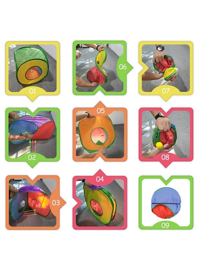 Andiker - Andiker Cat Tunnel, Colorful Foldable Square Colorful Cat Pop Up Tent Matches with Most Cat Tubes Polyester Cat Tent with a Bell Ball 3 Holes Cat Tubes for Indoor Cat to Hide Play and Sleep (Square L - Image 1
