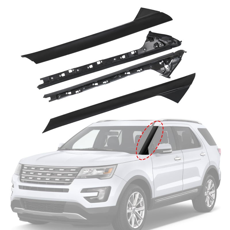 CARMOCAR A-Pillar Molding Trim Kit Outer and Inner Trim Set Replacement for 2011-2019 Ford Explorer 4 Door Utility (Left & Right) Replaces 926-451 926-450 - Image 1