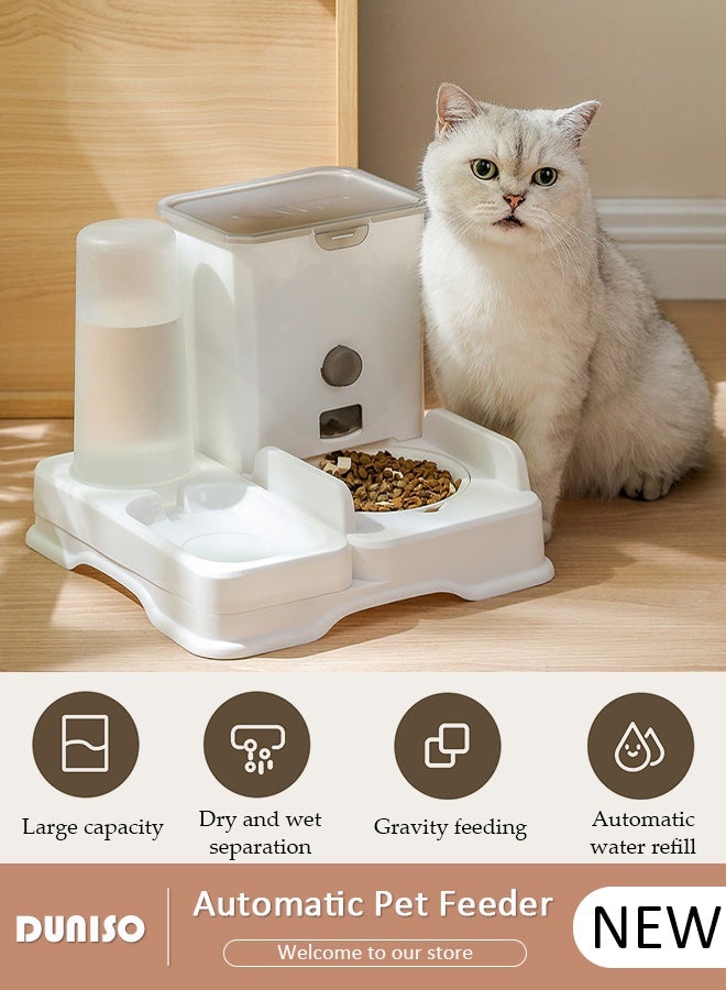DUNISO موزع طعام أوتوماتيكي للحيوانات الأليفة، موزع طعام للقطط والكلاب بسعة 2.8 لتر وموزع ماء بسعة 1 لتر سهل التنظيف لموزع الطعام والماء للكلاب والقطط الكبيرة والصغيرة والجرو والهررة - Image 1
