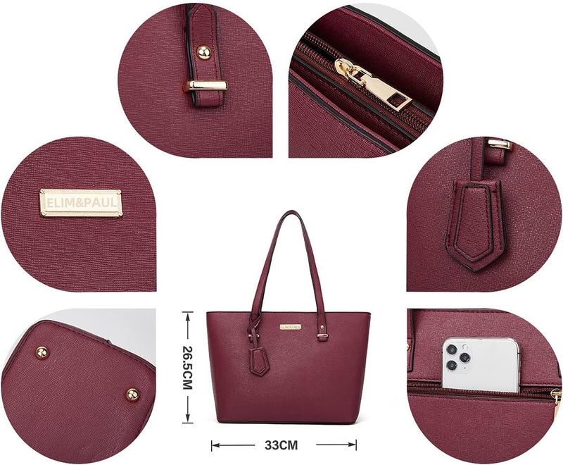 YTL Women Fashion Handbags Wallet Tote Bag Shoulder Bag Top Handle Satchel Purse Set 4pcs - Image 3