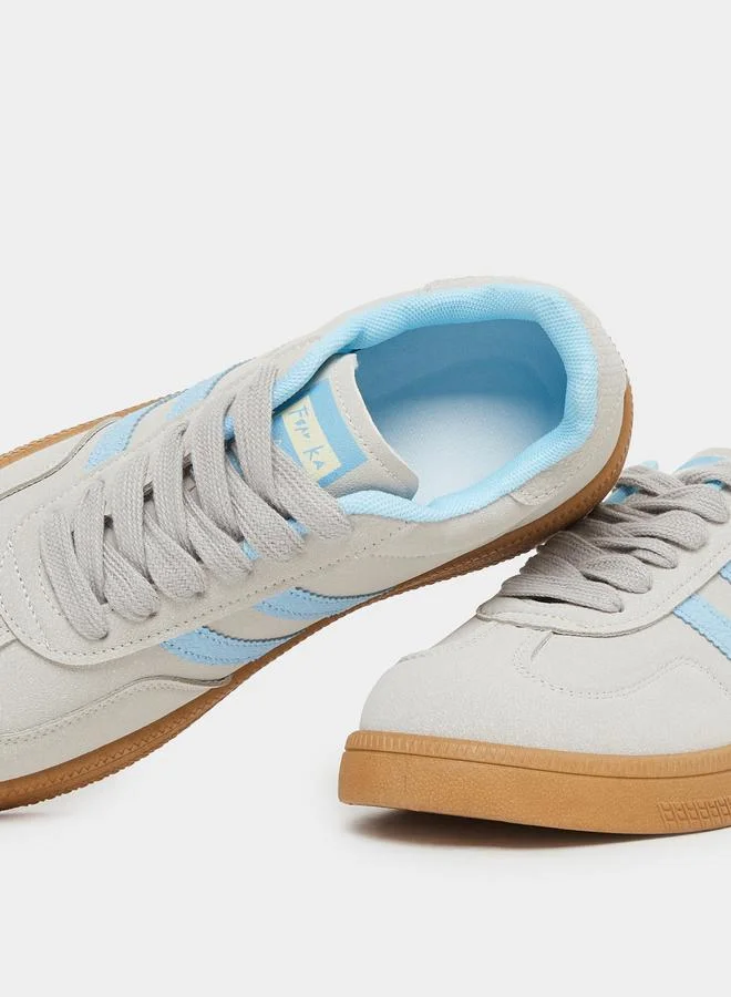 Styli Styli Striped Lace Up Flatform Sneakers