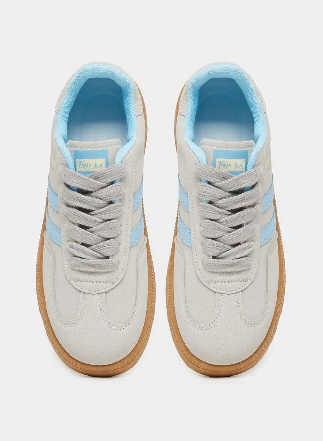 Styli Styli Striped Lace Up Flatform Sneakers
