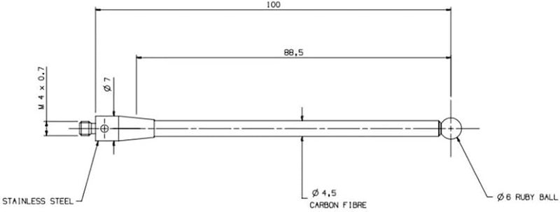 Carbon Fiber CMM Touch Probe Stylus 6mm Ball Tip 100mm Length Coordinate Measuring Machine Tool - Image 4