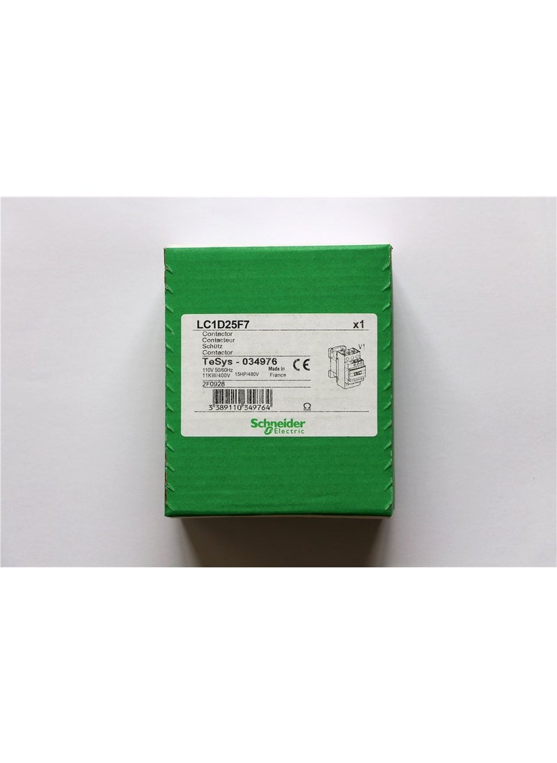 Schneider SCHNEIDER ELECTRIC LC1D25F7 CONTACTOR 3PSTNO 110VAC 40A DIN RAIL  - Image 1