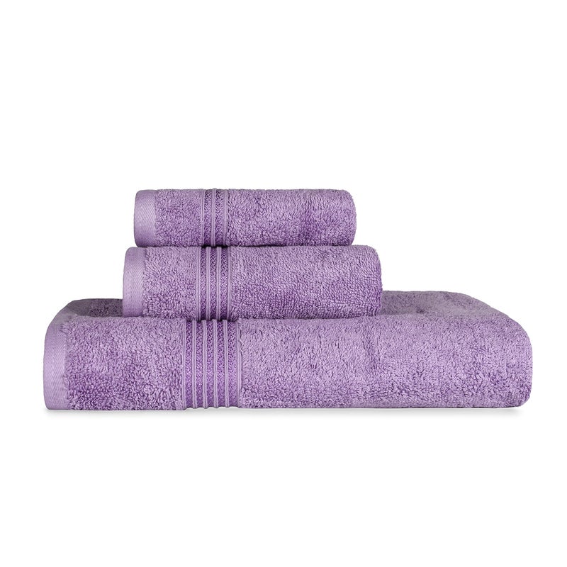 Superior Egyptian Cotton 3Piece Towel Set Basic Towels For Bathroom Home Decor Guest Bath Shower Apartment Included 1 Face 1 Hand 1 Bath Towel Washcloth Quick Dry Royal Purple