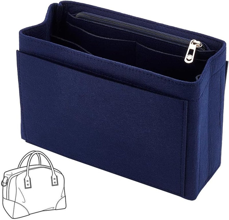 klarako Felt Handbag Organizer Insert, Felt Zipper Tote Bag Insert Liner Rectangle Bag in Bag Multiple Compartments Bag Insert Shoulder Bag Interior Shaper for LV Graceful MM, 8.9X3.5X7.6 Inch(Blue) - Image 1