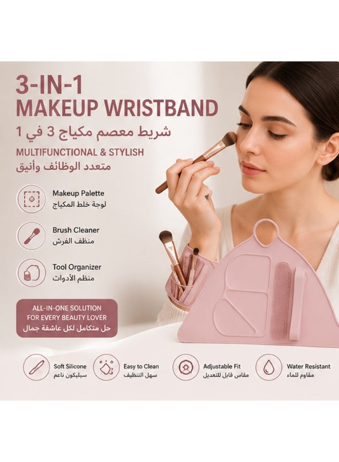 3-in-1 Silicone Makeup Brush Cleaner Holder, Portable Makeup Brush Cleaning Mat with Organizer & Foundation Mixer - Image 1