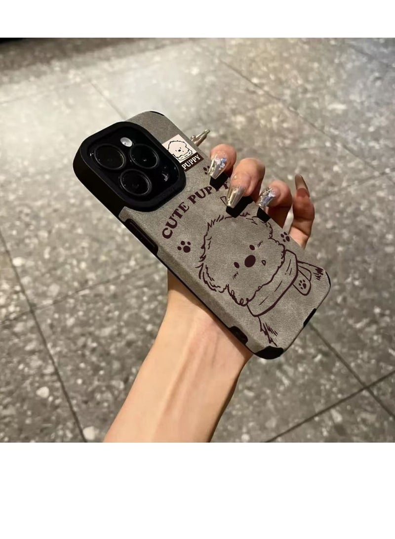 NIBEMINENT Scarf Puppy Protective TPU Case Cover For IPhone 14 Pro Max, Gray