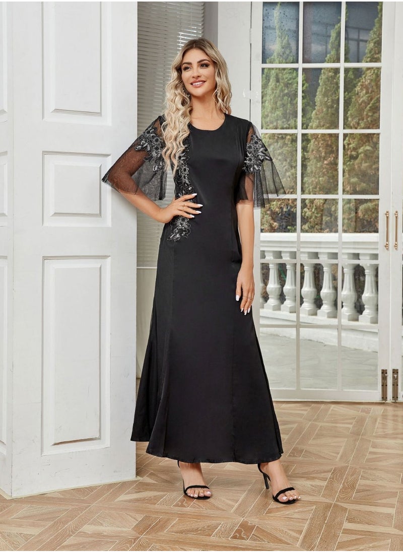 ShineShe Dress Shineshe Elegant Decal Skirt, Mesh Sleeve  - Image 1