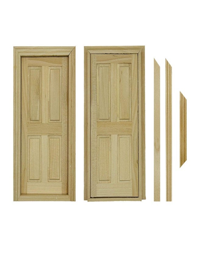 Cayway 2 PCS Dollhouse Windows, 1 PCS Miniature Wooden Door,1:12 Scale Mini Window Frame for DIY Dollhouse or Model Town Accessory - Image 4