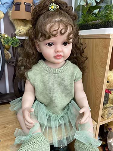 KOKOMANDY Reborn Baby Dolls Girl Full Body Silicone 22 Inch Real Life Baby Doll Rooted Curly Hair Realistic Newborn Baby Doll Cute Toddler Doll Toy Gifts - Image 1