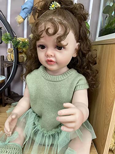 KOKOMANDY Reborn Baby Dolls Girl Full Body Silicone 22 Inch Real Life Baby Doll Rooted Curly Hair Realistic Newborn Baby Doll Cute Toddler Doll Toy Gifts - Image 5