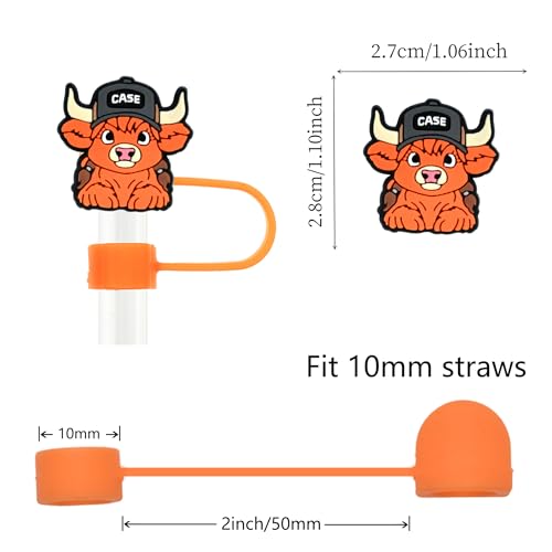XHAOYEAHX 20PCS Straw Covers for Stanley Cup, 10mm Highland Cow Straw Topper Compatible with Stanley Tumblers, Dustproof Reusable Silicone Straw Covers, Stanley Cup Accessories Highland Cow Decor - Image 4
