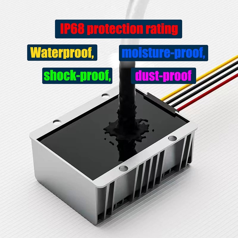 YAXIGE محول رفع الجهد من 12V DC إلى 24V 20A 480W، منظم جهد DC، محول طاقة مقاوم للماء، وحدة تحويل لعربة الغولف والسيارة النادي - Image 4