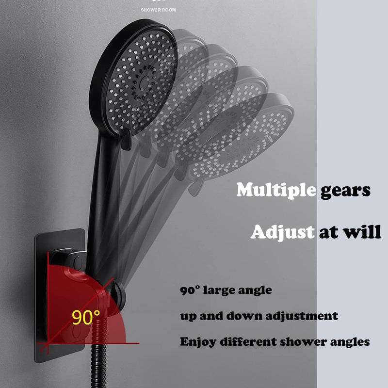 JIALTO Self Adhesive Shower Head Holder-Adjustable Handheld Shower Holder NO Drilling Wall Mount Waterproof (Matte Black) - Image 5