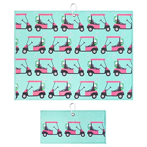 Microfiber Golf Towels for Golf Bags Carts Premium Weave Waffle Ball Towels with Carabiner Clip Essential Accessories for Men Women and Kids Golfer Gifts Set of 2 Golf Cart