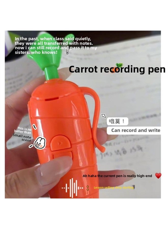Stationery Cute Animal Carrot Recording Pen Shake Tone Same Ballpoint Pen Student Recorder Small Crazy Internet Celebrity-Color:Carrot Recording Pen Set Of Two For Writing And Recording-Capacity:Sta - Image 1