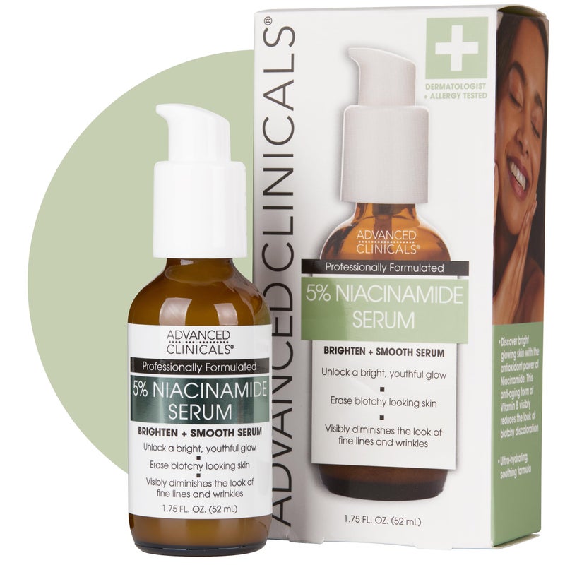 Advanced Clinicals Niacinamide Serum  5 Niacinamide Serum For Face With Hyaluronic Acid Ferulic Acid Aloe Vera  Fruit Extracts Helps Improve Look Of Dark Spots  Uneven Skin Tone 175 Fl Oz