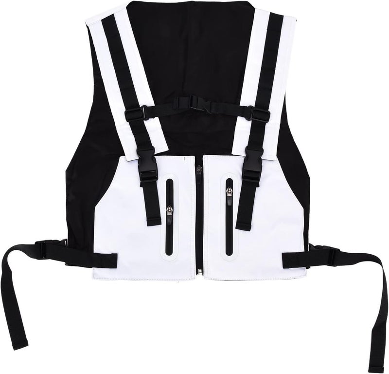 cheekyglo Cycling Reflective Vest, Zipper Pocket Waterproof High Visibility Reflective Running Vest for Running, Cycling(White) - Image 1
